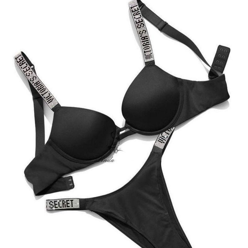 Shine Strap Push-Up Set - Black | Victoria's Secret