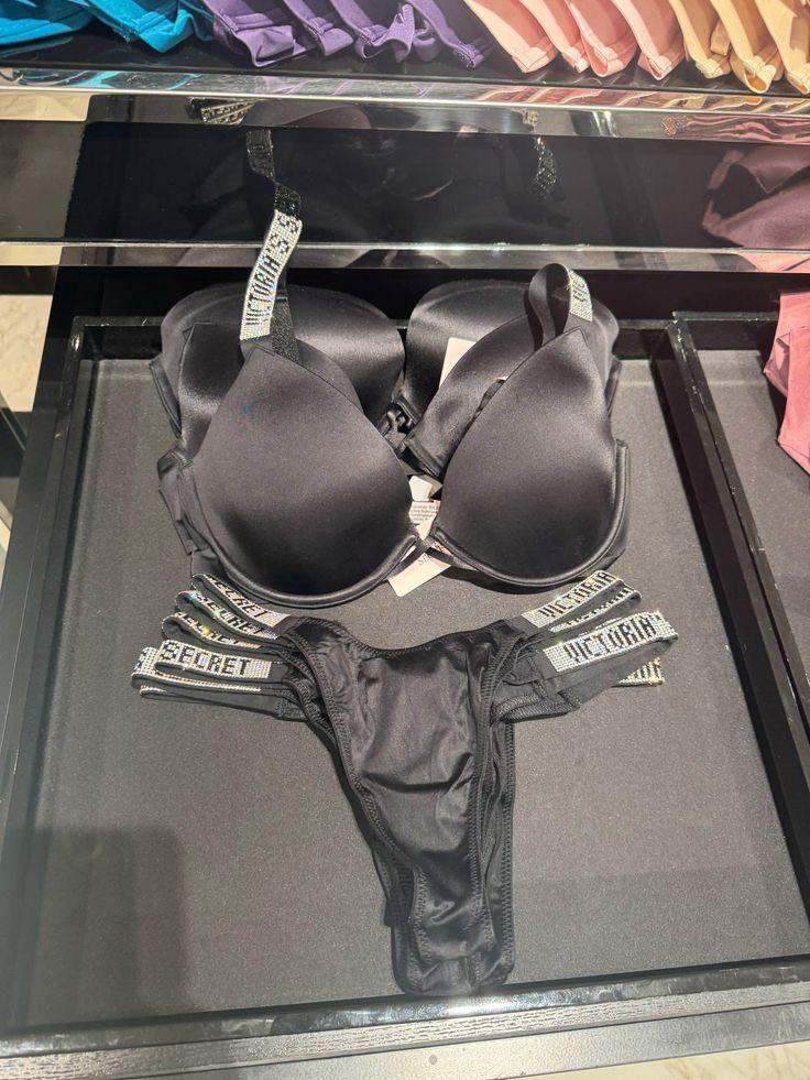 Shine Strap Push-Up Set - Black | Victoria's Secret