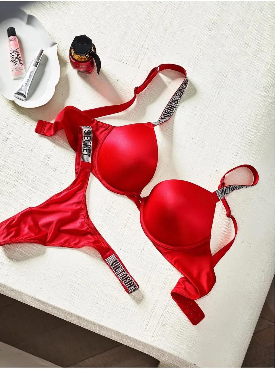 Shine Strap Push-Up Set - Red | Victoria's Secret