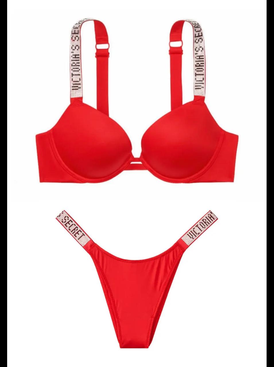 Shine Strap Push-Up Set - Red | Victoria's Secret